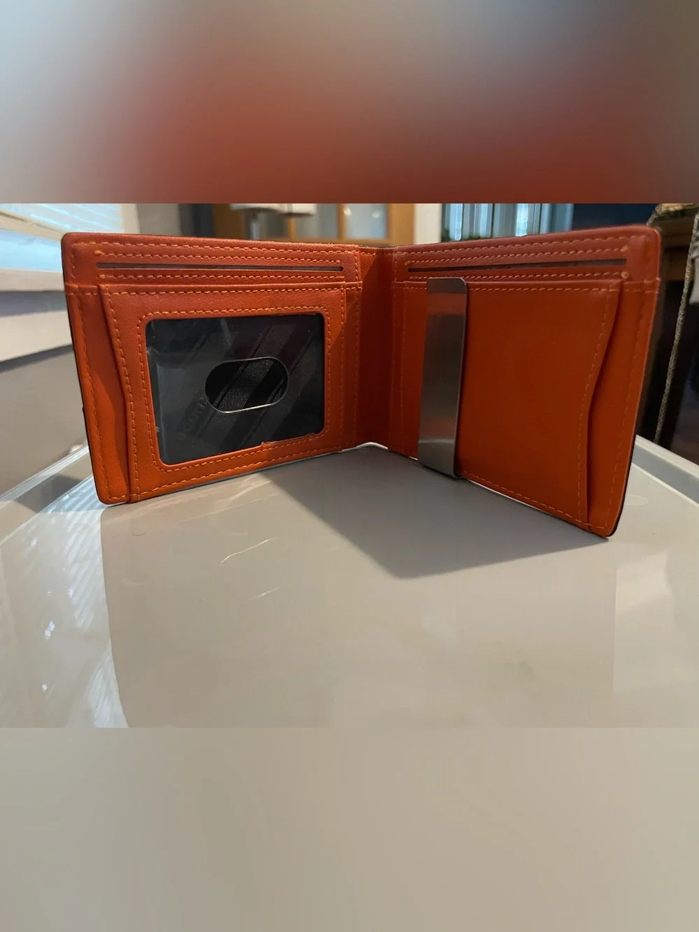 slim security  Leather Money Clip Wallet for Men